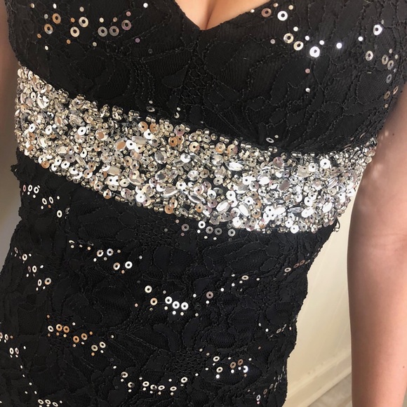 My Michelle sequin lace prom dress silver & black - Picture 5 of 6